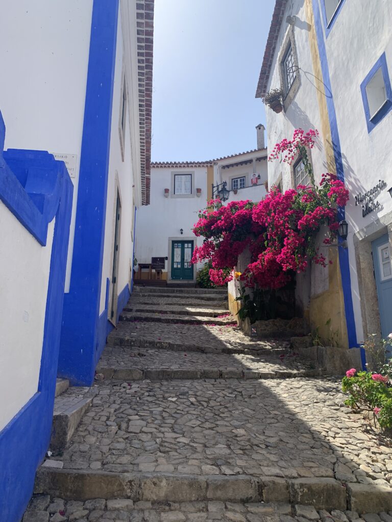 obidos portugal famille escalier Road trip au Portugal en famille : 8 jours entre Lisbonne, Batalha et Nazaré avec nos enfants obidos portugal famille escalier